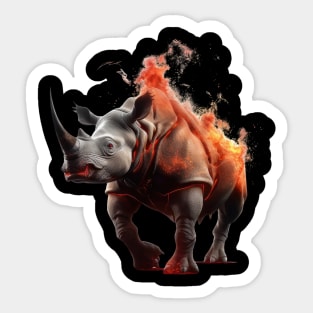 Infernal Horns: The Fiery Wrath of the Rhino Demon Sticker